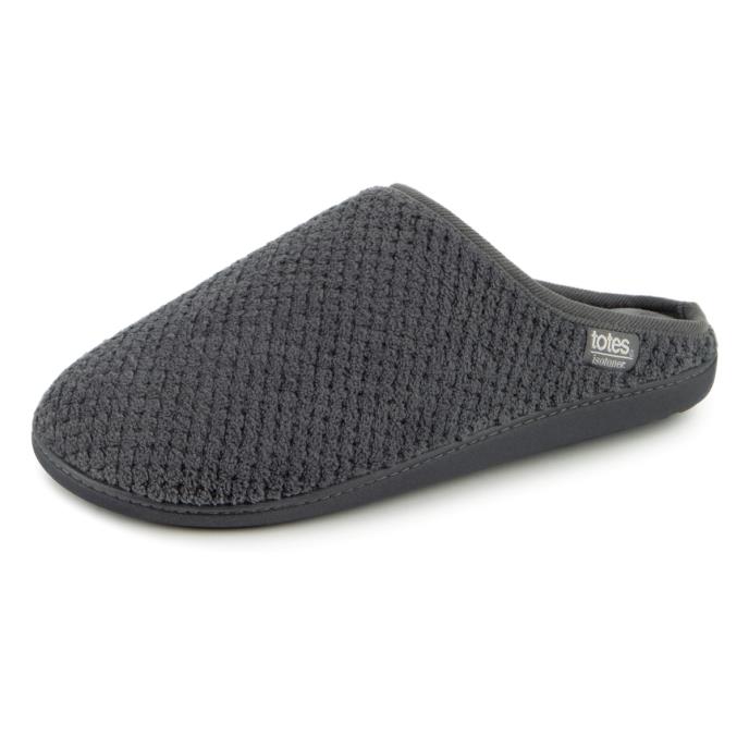 Isotoner® Mens Swept Back Popcorn Mule Slipper Grey Extra Image 2
